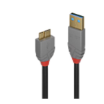 Lindy Anthra Line - Cavo USB - USB Tipo A (M) a Micro USB tipo B (M) - USB 3.0 - 1 m - di forma rotonda - nero